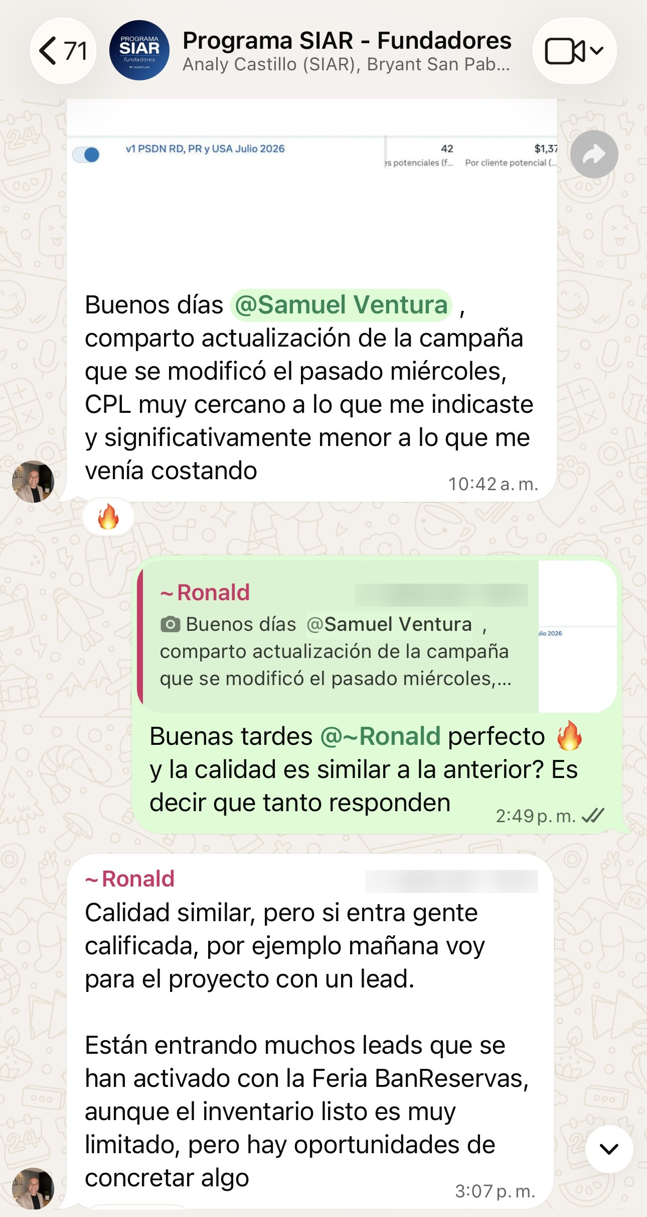 Captura original de un testimonio compartido en WhatsApp