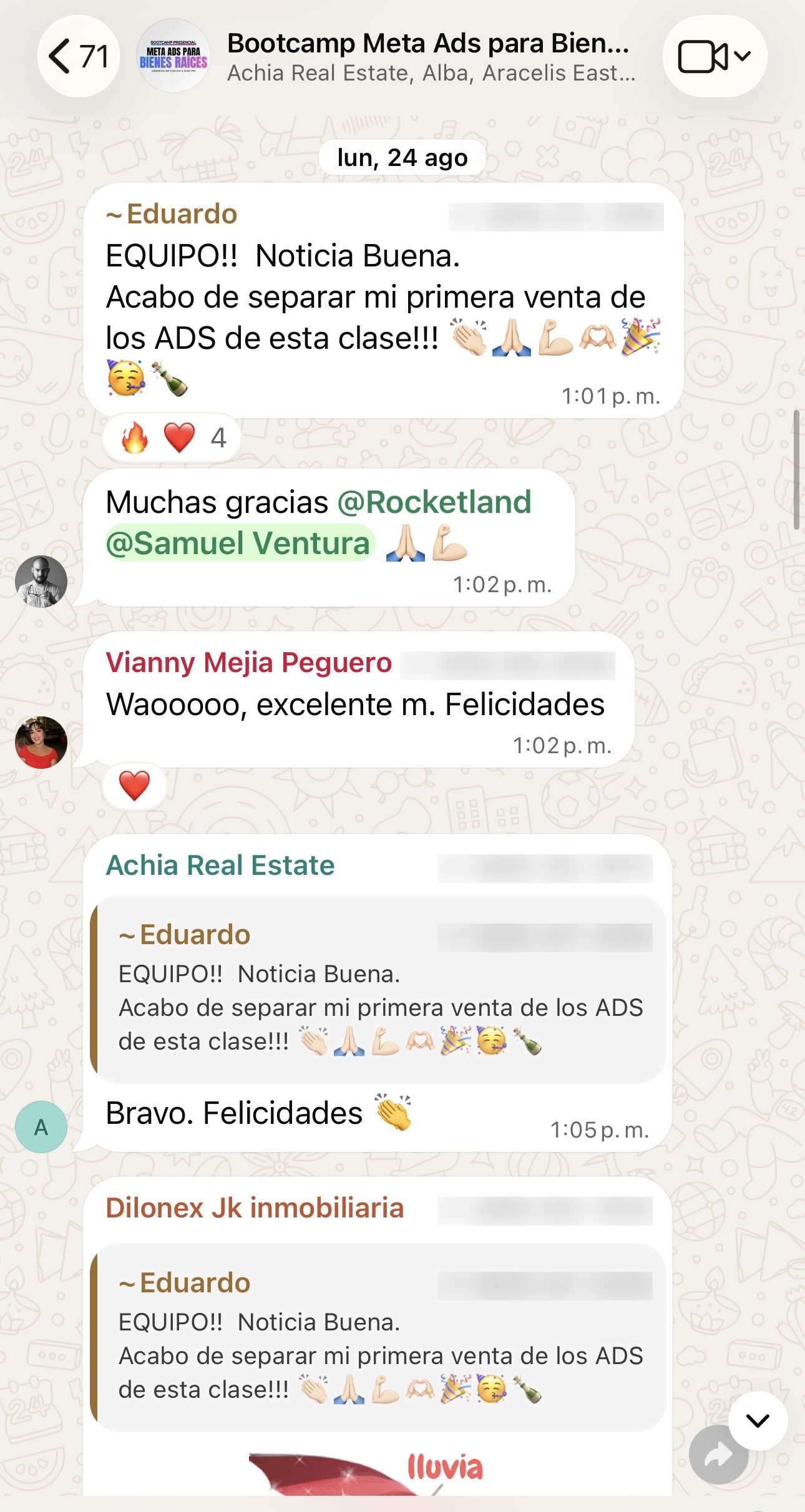 Captura original de un testimonio compartido en WhatsApp