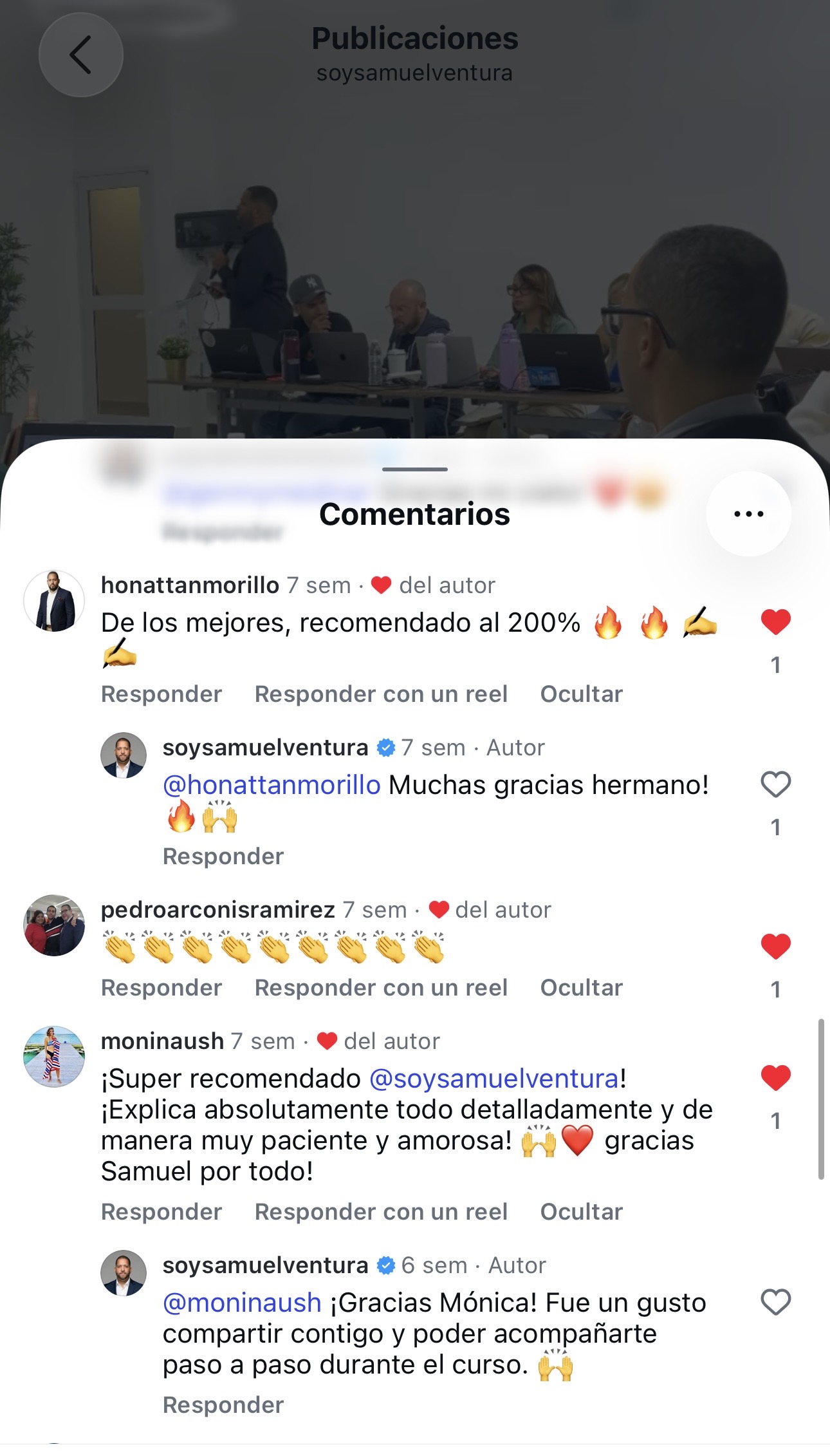 Captura original de un testimonio compartido en Instagram