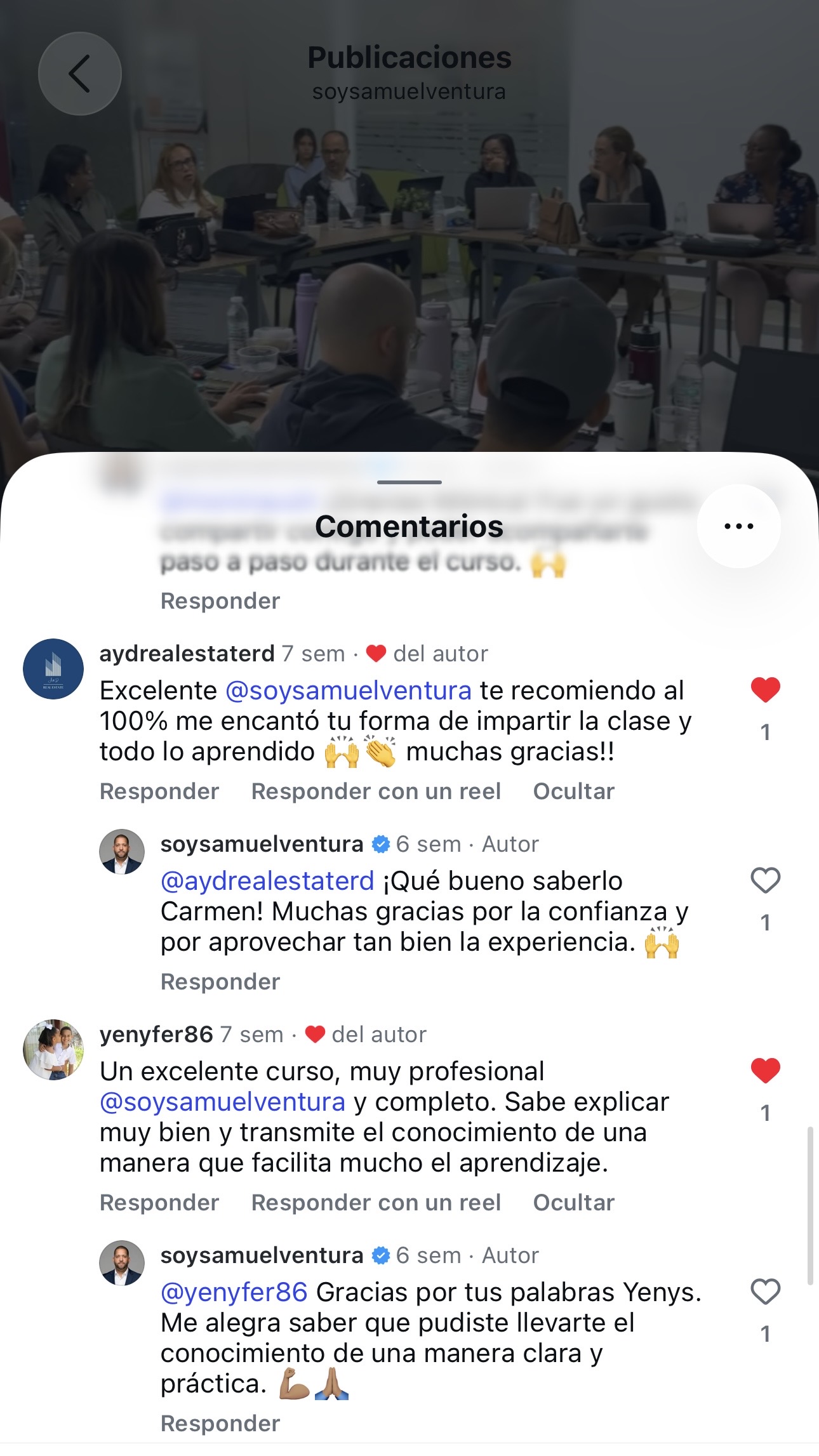 Captura original de un testimonio compartido en Instagram