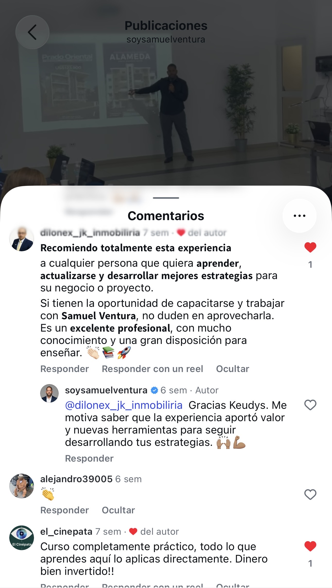 Captura original de un testimonio compartido en Instagram